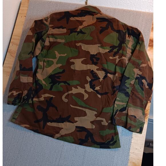 Army Vintage Combat Uniform Jacket Medium-Short Woodland Camo Hot Weather Y2K - Picture 8 of 12